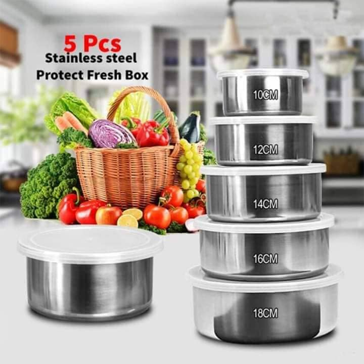 Stainless Steel Food Storage Containers – 5-Piece Set
