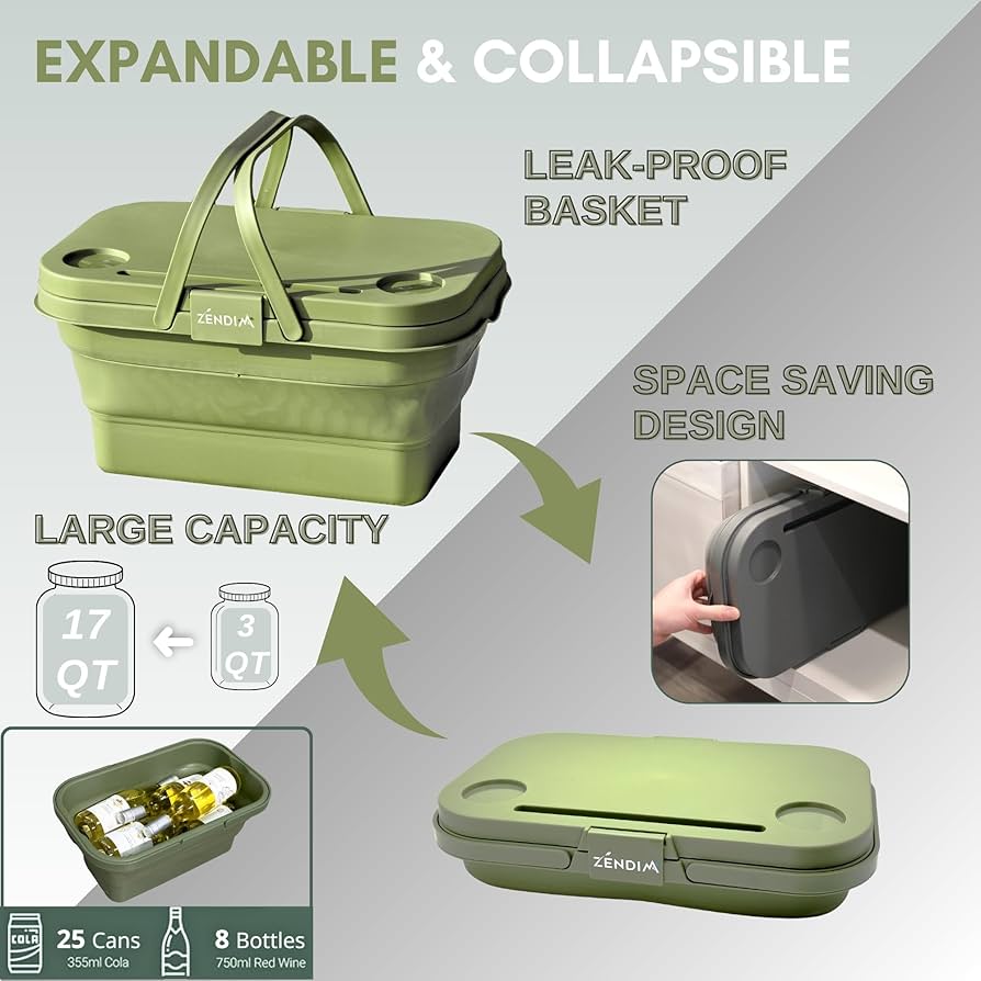 Foldable Basket with Built-In Table