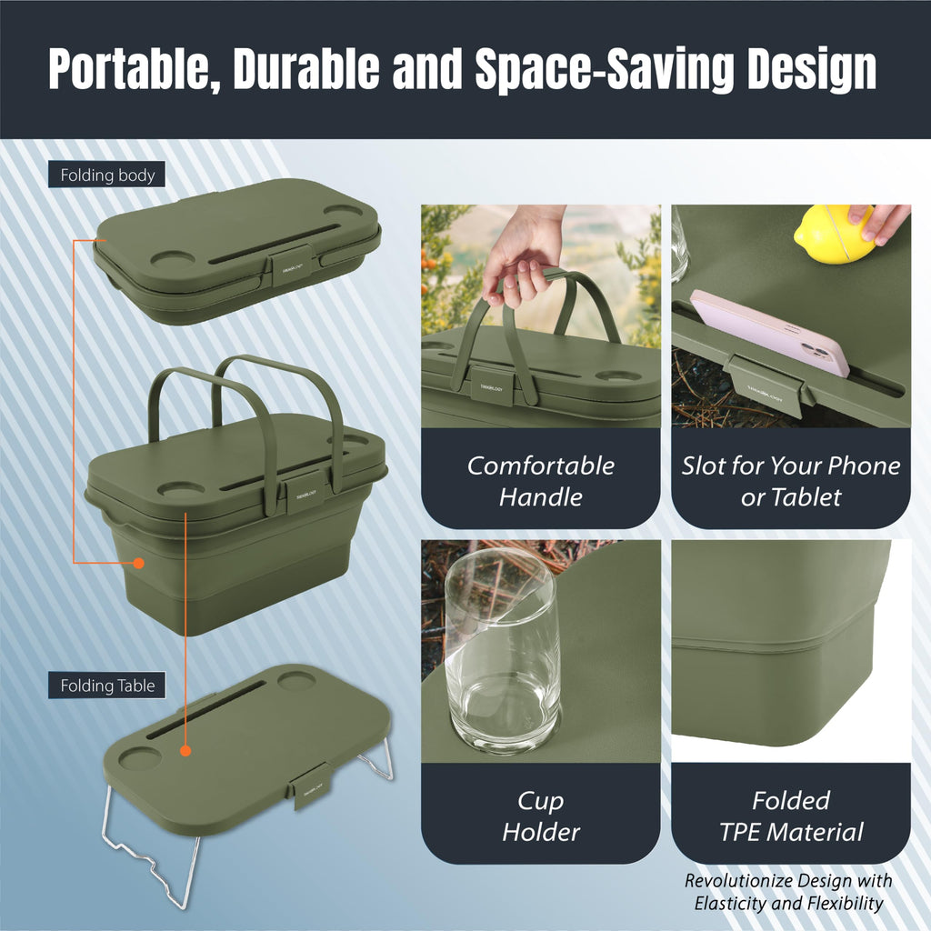 Foldable Basket with Built-In Table