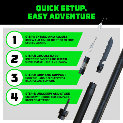 Compact All-in-One Hiking Stick