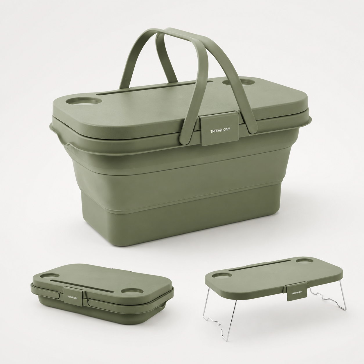 Foldable Basket with Built-In Table