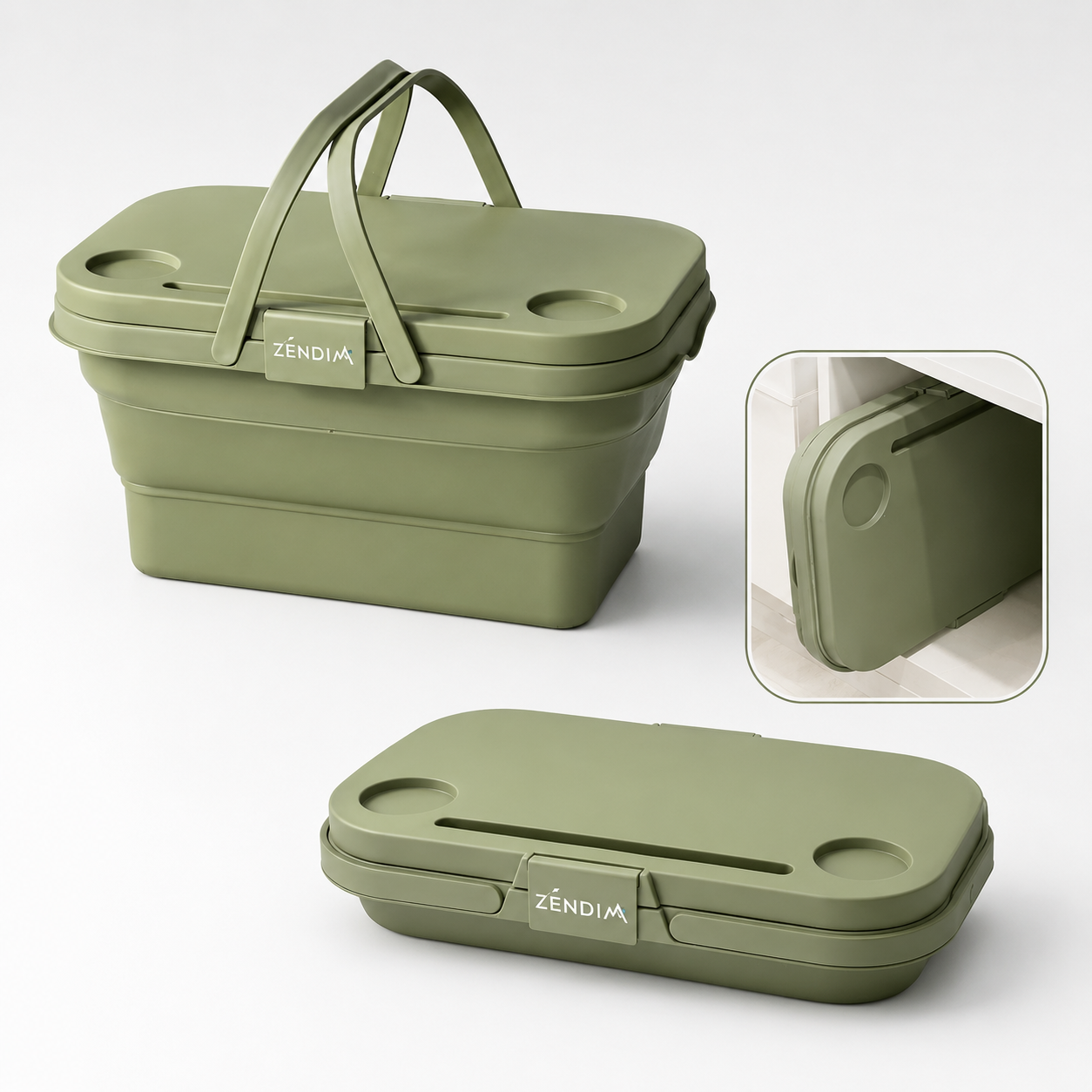 Foldable Basket with Built-In Table