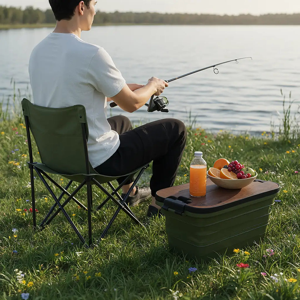 Foldable Basket with Built-In Table