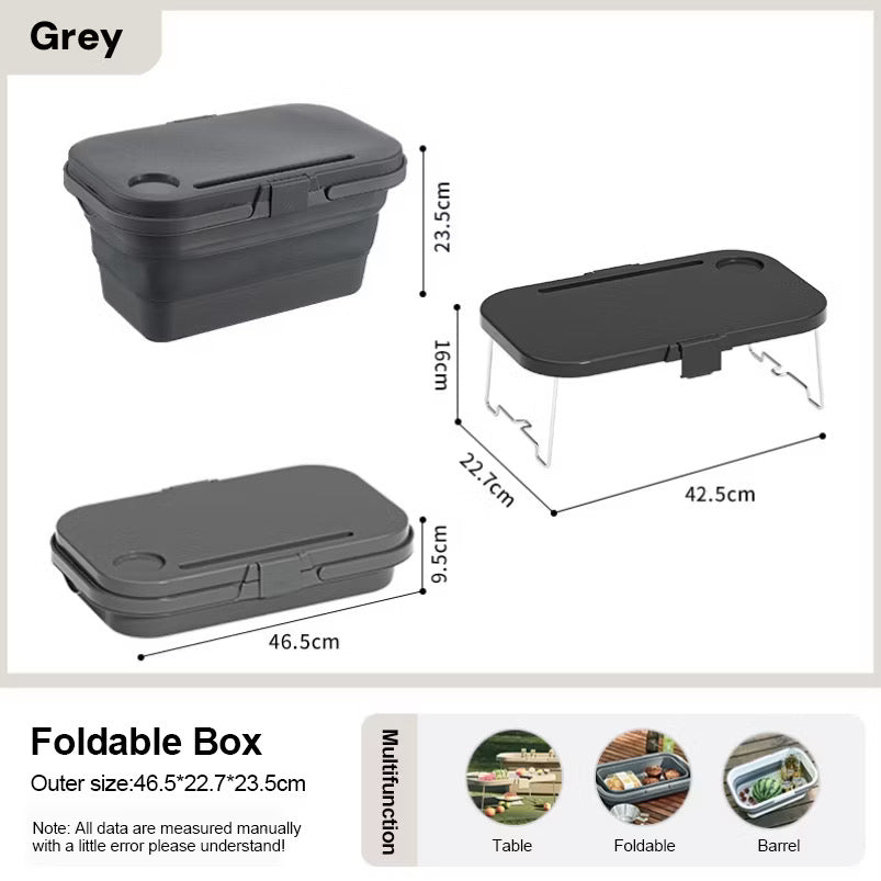 Foldable Basket with Built-In Table