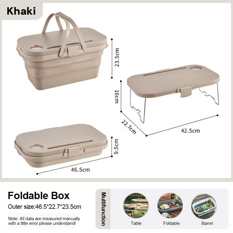 Foldable Basket with Built-In Table