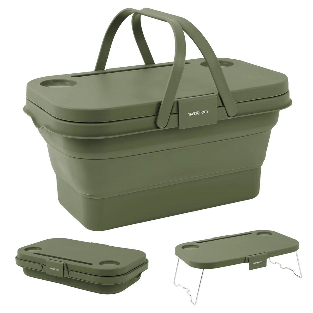 Foldable Basket with Built-In Table
