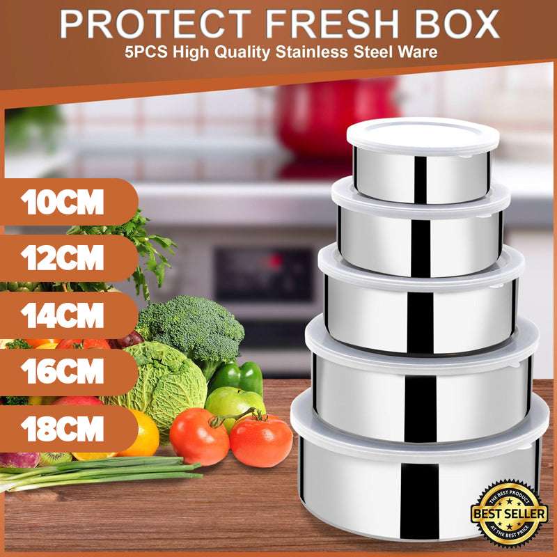 Stainless Steel Food Storage Containers – 5-Piece Set